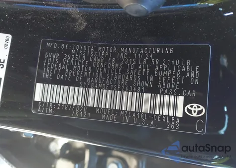 2025 Toyota Corolla Le из США, поврежденный, VIN 5YFB4MDE1SP243481